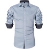 Mens Dress Shirt Long Sleeve Wrinkle Free Button Down Shirt Business Casual(Light Blue)