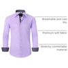 Mens Dress Shirt Long Sleeve Wrinkle Free Button Down Shirt Business Casual(Light Purple)