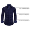 Mens Dress Shirt Long Sleeve Wrinkle Free Button Down Shirt Business Casual(Navy)