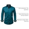 Mens Dress Shirt Long Sleeve Wrinkle Free Button Down Shirt Business Casual(Peacock)