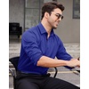 Mens Dress Shirt Long Sleeve Wrinkle Free Button Down Shirt Business Casual(Royal Blue)