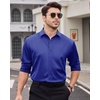 Mens Dress Shirt Long Sleeve Wrinkle Free Button Down Shirt Business Casual(Royal Blue)
