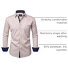 Mens Dress Shirt Long Sleeve Wrinkle Free Button Down Shirt Business Casual(Tan)