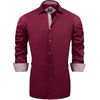 Mens Dress Shirt Long Sleeve Wrinkle Free Button Down Shirt Business Casual(Wine Red)