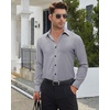 Men’s Dress Shirts Long Sleeve Wrinkle Free Business Button Up Shirts | Non Iron Stretch, Spread Collar Regular Fit, for Business Casual Wedding Office Workwear Dinners Funeral Formal Occasion(Grey)