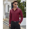 Men’s Dress Shirts Long Sleeve Wrinkle Free Business Button Up Shirts | Non Iron Stretch, Spread Collar Regular Fit, for Business Casual Wedding Office Workwear Dinners Funeral Formal Occasion(Burgundy)