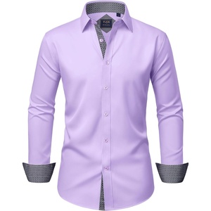 Mens Dress Shirt Long Sleeve Wrinkle Free Button Down Shirt Business Casual(Light Purple)