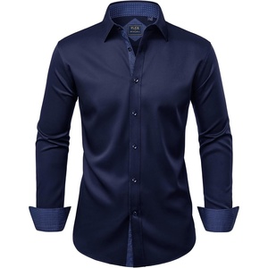 Mens Dress Shirt Long Sleeve Wrinkle Free Button Down Shirt Business Casual(Navy)