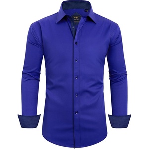 Mens Dress Shirt Long Sleeve Wrinkle Free Button Down Shirt Business Casual(Royal Blue)