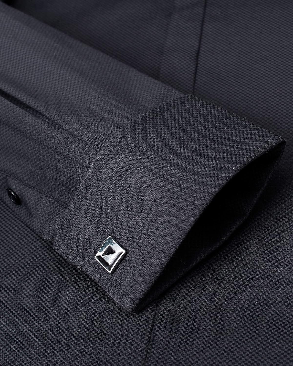 image:imageMens Dress Shirts French Cuff Regular Fit Formal Tuxedo Cufflinks Shirt French cuff Cufflinks shirt Long sleeve Regular fit for Wedding Prom Business Fathers day Evening Formal occasionBlack