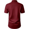 Mens Short Sleeve Dress Shirt Wrinkle Free Button Down Shirt with Pocket | Work Office, Wedding Graduation, Formal Business Casual, Party Family, Comfortable Gala, Easy Care Solid Fabric, Regular Fit(Burgundy)