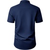 Mens Short Sleeve Dress Shirt Wrinkle Free Button Down Shirt with Pocket | Work Office, Wedding Graduation, Formal Business Casual, Party Family, Comfortable Gala, Easy Care Solid Fabric, Regular Fit(Navy Blue)