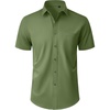 Mens Short Sleeve Dress Shirt Wrinkle Free Button Down Shirt with Pocket | Work Office, Wedding Graduation, Formal Business Casual, Party Family, Comfortable Gala, Easy Care Solid Fabric, Regular Fit(Army Green)