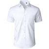 Mens Short Sleeve Dress Shirt Wrinkle Free Button Down Shirt with Pocket | Work Office, Wedding Graduation, Formal Business Casual, Party Family, Comfortable Gala, Easy Care Solid Fabric, Regular Fit(White)