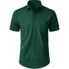 Mens Short Sleeve Dress Shirt Wrinkle Free Button Down Shirt with Pocket | Work Office, Wedding Graduation, Formal Business Casual, Party Family, Comfortable Gala, Easy Care Solid Fabric, Regular Fit(Green)