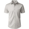 Mens Short Sleeve Dress Shirt Wrinkle Free Button Down Shirt with Pocket | Work Office, Wedding Graduation, Formal Business Casual, Party Family, Comfortable Gala, Easy Care Solid Fabric, Regular Fit(Light Grey)