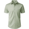 Mens Short Sleeve Dress Shirt Wrinkle Free Button Down Shirt with Pocket | Work Office, Wedding Graduation, Formal Business Casual, Party Family, Comfortable Gala, Easy Care Solid Fabric, Regular Fit(Sage Green)