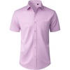 Mens Short Sleeve Dress Shirt Wrinkle Free Button Down Shirt with Pocket | Work Office, Wedding Graduation, Formal Business Casual, Party Family, Comfortable Gala, Easy Care Solid Fabric, Regular Fit(Lavender)
