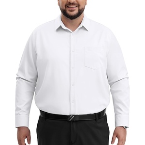 Alimens & Gentle Big and Tall Dress Shirts for Men with Pocket(2XL-6XL B＆T) | Office Work,Business Casual,Wedding,Formal Event,Interview,Wrinkle-Free,4-Way Stretch,Soft,Breathable,Polyester Spandex(White)