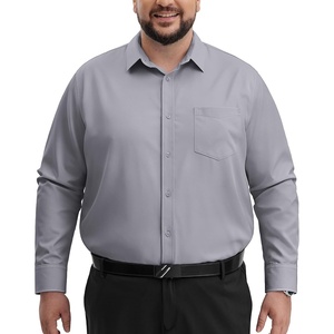 Alimens & Gentle Big and Tall Dress Shirts for Men with Pocket(2XL-6XL B＆T) | Office Work,Business Casual,Wedding,Formal Event,Interview,Wrinkle-Free,4-Way Stretch,Soft,Breathable,Polyester Spandex(Grey)