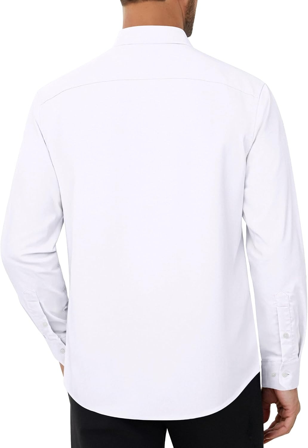 image:imageMens Oxford Stretch Shirt Casual Long Sleeve Button Down Dress Shirt Contrast Collar Cuffs Formal Casual Easy Care Stretch Comfort Regular Fit for Wedding Vacation Work Office WeekendWhite
