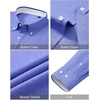 Men’s Oxford Stretch Shirt Casual Long Sleeve Button Down Dress Shirt | Contrast Collar Cuffs, Formal Casual, Easy Care, Stretch Comfort, Regular Fit, for Wedding Vacation Work Office Weekend(Blue)