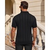 Mens Polo Shirts Short Sleeve Knit Stretch Lightweight Casual Summer Shirt | Breathable Wrinkle Free, No Shrinkage No Deformation, Knit Pleated Textured Design, Regular Fit， Vacation Wedding Business(Black)