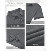 Mens Polo Shirts Short Sleeve Knit Stretch Lightweight Casual Summer Shirt | Breathable Wrinkle Free, No Shrinkage No Deformation, Knit Pleated Textured Design, Regular Fit， Vacation Wedding Business(Grey)