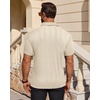 Mens Polo Shirts Short Sleeve Knit Stretch Lightweight Casual Summer Shirt | Breathable Wrinkle Free, No Shrinkage No Deformation, Knit Pleated Textured Design, Regular Fit， Vacation Wedding Business(Cream)