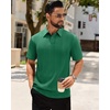 Mens Polo Shirts Short Sleeve Knit Stretch Lightweight Casual Summer Shirt | Breathable Wrinkle Free, No Shrinkage No Deformation, Knit Pleated Textured Design, Regular Fit， Vacation Wedding Business(Green)