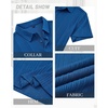 Mens Polo Shirts Short Sleeve Knit Stretch Lightweight Casual Summer Shirt | Breathable Wrinkle Free, No Shrinkage No Deformation, Knit Pleated Textured Design, Regular Fit， Vacation Wedding Business(Royal Blue)