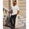 Mens Polo Shirts Short Sleeve Knit Stretch Lightweight Casual Summer Shirt | Breathable Wrinkle Free, No Shrinkage No Deformation, Knit Pleated Textured Design, Regular Fit， Vacation Wedding Business(White)