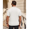 Mens Polo Shirts Short Sleeve Knit Stretch Lightweight Casual Summer Shirt | Breathable Wrinkle Free, No Shrinkage No Deformation, Knit Pleated Textured Design, Regular Fit， Vacation Wedding Business(White)