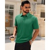 Mens Polo Shirts Short Sleeve Knit Stretch Lightweight Casual Summer Shirt | Breathable Wrinkle Free, No Shrinkage No Deformation, Knit Pleated Textured Design, Regular Fit， Vacation Wedding Business(Green)