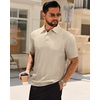 Mens Polo Shirts Short Sleeve Knit Stretch Lightweight Casual Summer Shirt | Breathable Wrinkle Free, No Shrinkage No Deformation, Knit Pleated Textured Design, Regular Fit， Vacation Wedding Business(Tan)