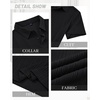 Mens Polo Shirts Short Sleeve Knit Stretch Lightweight Casual Summer Shirt | Breathable Wrinkle Free, No Shrinkage No Deformation, Knit Pleated Textured Design, Regular Fit， Vacation Wedding Business(Black)
