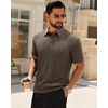 Mens Polo Shirts Short Sleeve Knit Stretch Lightweight Casual Summer Shirt | Breathable Wrinkle Free, No Shrinkage No Deformation, Knit Pleated Textured Design, Regular Fit， Vacation Wedding Business(Brown)