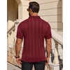 Mens Polo Shirts Short Sleeve Knit Stretch Lightweight Casual Summer Shirt | Breathable Wrinkle Free, No Shrinkage No Deformation, Knit Pleated Textured Design, Regular Fit， Vacation Wedding Business(Burgundy)