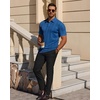 Mens Polo Shirts Short Sleeve Knit Stretch Lightweight Casual Summer Shirt | Breathable Wrinkle Free, No Shrinkage No Deformation, Knit Pleated Textured Design, Regular Fit， Vacation Wedding Business(Royal Blue)