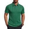 Mens Polo Shirts Short Sleeve Knit Stretch Lightweight Casual Summer Shirt | Breathable Wrinkle Free, No Shrinkage No Deformation, Knit Pleated Textured Design, Regular Fit， Vacation Wedding Business(Green)