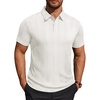 Mens Polo Shirts Short Sleeve Knit Stretch Lightweight Casual Summer Shirt | Breathable Wrinkle Free, No Shrinkage No Deformation, Knit Pleated Textured Design, Regular Fit， Vacation Wedding Business(White)