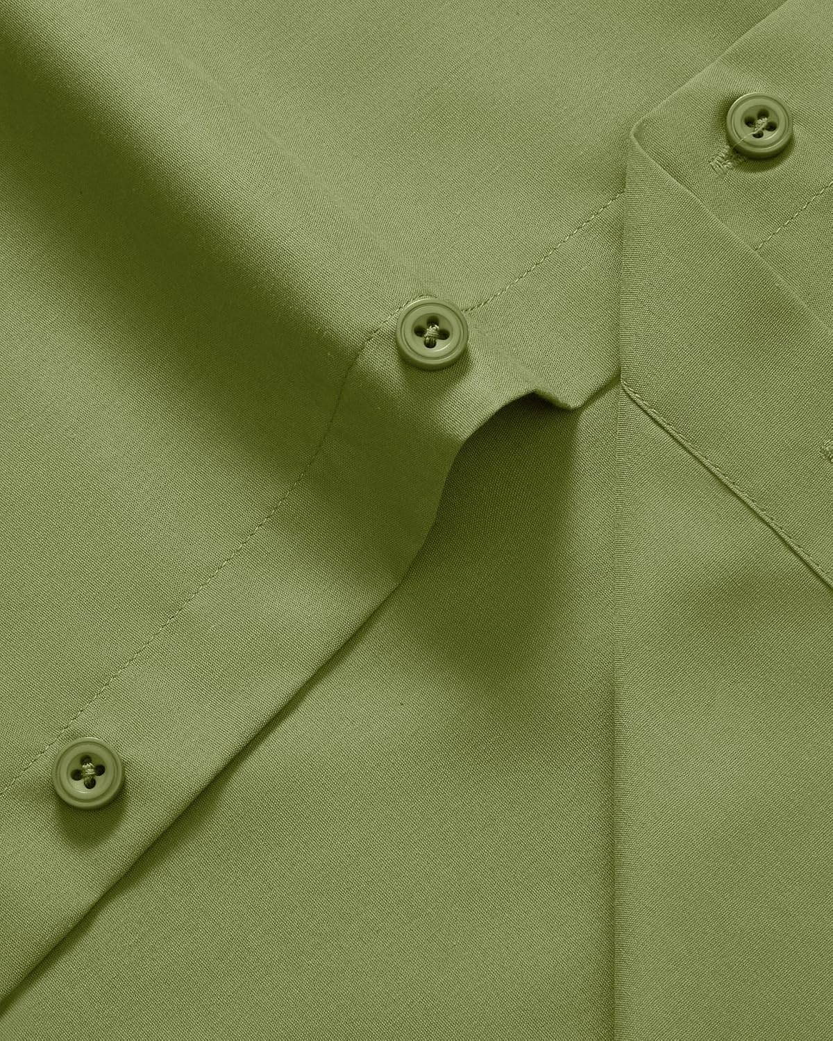 image:imageMens Dress Shirts Long Sleeve Stretch Wrinkle Free Work Button Down Shirt Business Formal Office Wedding Stretch Cotton Solid Fabric To Easy Care Breathable Comfortable Spread Collar Regular FitOlive Green