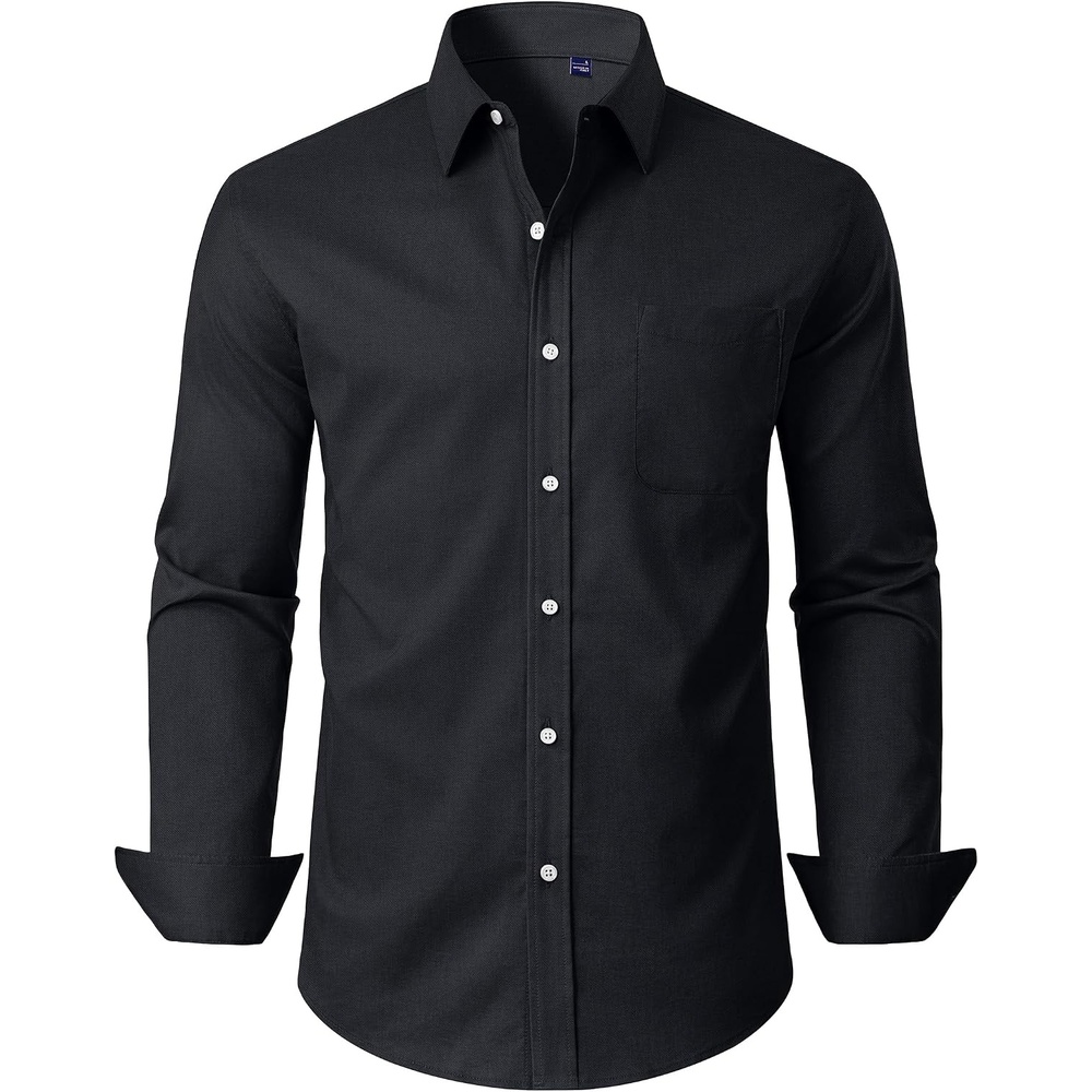 image:imageAlimens amp Gentle Mens Oxford Button Down Shirt with Pocket Stretch FabricWrinkle FreeRegular FitClassicBusiness CasualWeddingBlack