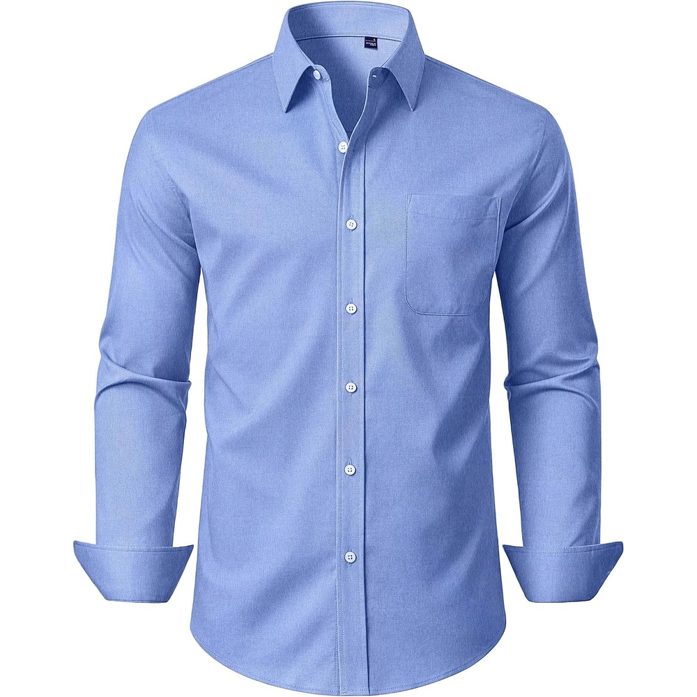 image:imageAlimens amp Gentle Mens Oxford Button Down Shirt with Pocket Stretch FabricWrinkle FreeRegular FitClassicBusiness CasualWeddingBlue