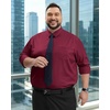 Alimens & Gentle Big and Tall Dress Shirts for Men with Pocket(2XL-6XL B＆T) | 4-Way Stretch,Wrinkle-Free,Soft,Breathable,Business Casual,Office Work,Wedding,Formal Event,Interview,Polyester Spandex(Burgundy)