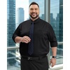 Alimens & Gentle Big and Tall Dress Shirts for Men with Pocket(2XL-6XL B＆T) | 4-Way Stretch,Wrinkle-Free,Soft,Breathable,Business Casual,Office Work,Wedding,Formal Event,Interview,Polyester Spandex(Black)