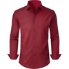 Men’s Dress Shirts Long Sleeve Stretch Wrinkle Free Work Button Down Shirt | Business Formal Office Wedding, Stretch Cotton Solid Fabric To Easy Care , Breathable Comfortable, Spread Collar Regular Fit(Burgundy)