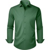 Men’s Dress Shirts Long Sleeve Stretch Wrinkle Free Work Button Down Shirt | Business Formal Office Wedding, Stretch Cotton Solid Fabric To Easy Care , Breathable Comfortable, Spread Collar Regular Fit(Green)