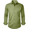 Men’s Dress Shirts Long Sleeve Stretch Wrinkle Free Work Button Down Shirt | Business Formal Office Wedding, Stretch Cotton Solid Fabric To Easy Care , Breathable Comfortable, Spread Collar Regular Fit(Olive Green)