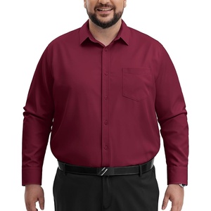 Alimens & Gentle Big and Tall Dress Shirts for Men with Pocket(2XL-6XL B＆T) | 4-Way Stretch,Wrinkle-Free,Soft,Breathable,Business Casual,Office Work,Wedding,Formal Event,Interview,Polyester Spandex(Burgundy)